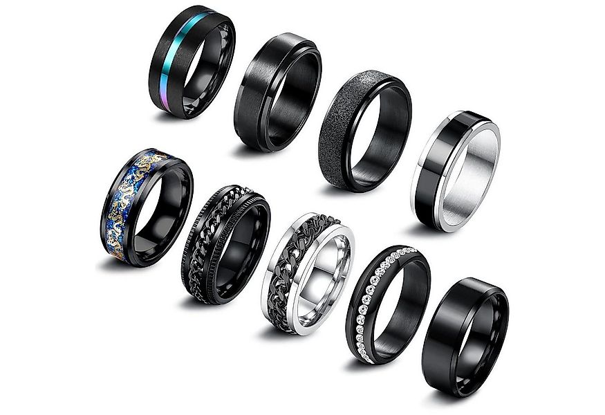 LuxusKollektion Ring-Set Ringe Edelstahl Herren Fidget Spinner Siegelring S günstig online kaufen