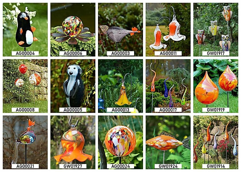 Gartenkugel orange Mini Glas Blumenbeet Dekoration Handmade 8cm inkl Stab günstig online kaufen