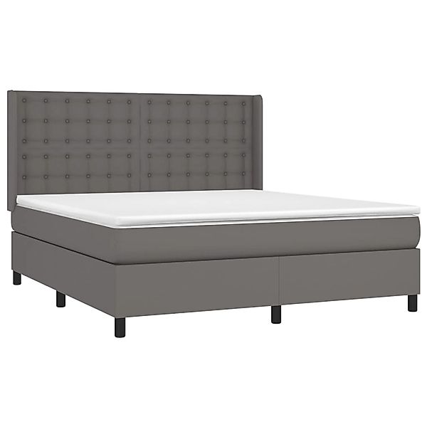 vidaXL Boxspringbett mit Matratze & LED Grau 180x200 cm Kunstleder 3139401 günstig online kaufen