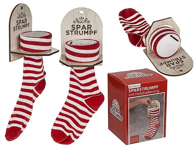 Caramel MEDIA Spardose Sparstrumpf - Sparsocke mit Holzhalterung günstig online kaufen