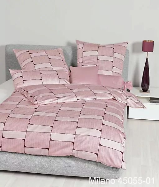 Janine Janine Mako-Satin Bettwäsche MILANO 45055 kameerosé Größe:  135x200 günstig online kaufen