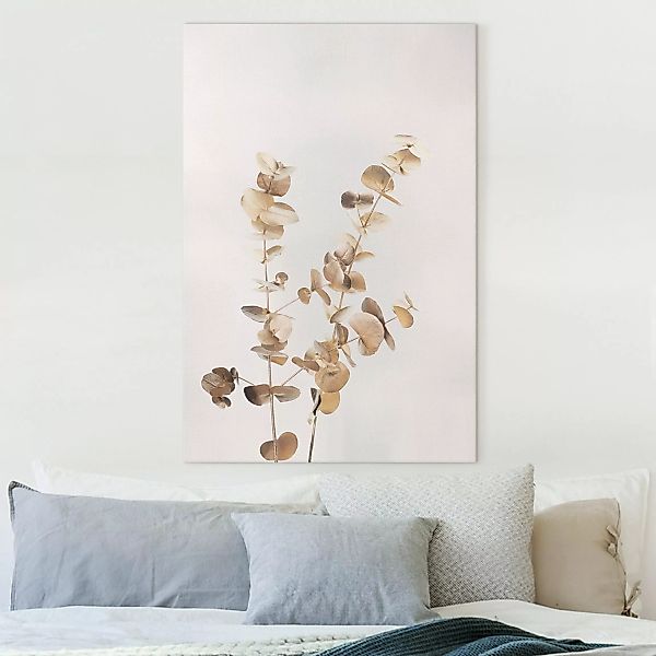 Leinwandbild Goldene Eukalyptuszweige günstig online kaufen