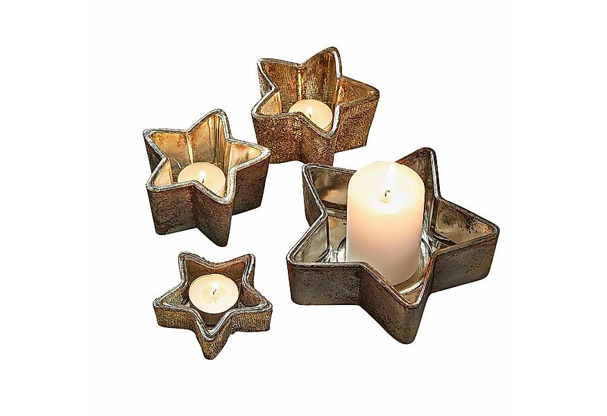 Mirabeau Adventskranz Windlicht 4er Set Thervel antikgold/grau günstig online kaufen