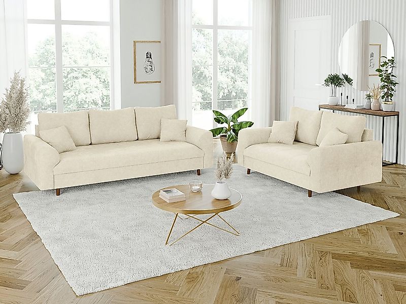 S-Style Möbel Polstergarnitur 3+2 Kristian mit Holzfüßen im skandinavischen günstig online kaufen