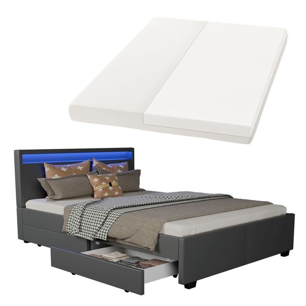 Juskys Polsterbett Lyon mit Matratze, 140x200 günstig online kaufen