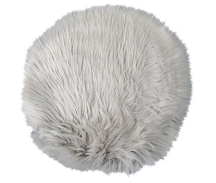 Fellteppich Deko-Fell FUR, Grau, Ø 32 cm, Kunstfell, rund günstig online kaufen