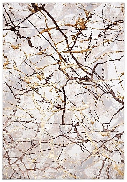 Mazovia Designteppich Modern Teppich für Wohnzimmer - Beige Creme mit Gold, günstig online kaufen