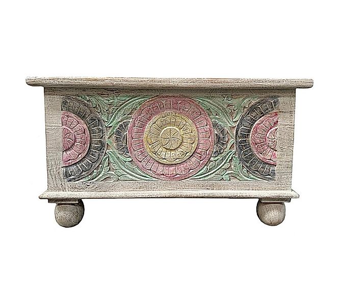 Oriental Galerie Truhe Indische Truhe Schnitzerei weiß 80 cm, Holztruhe, Co günstig online kaufen