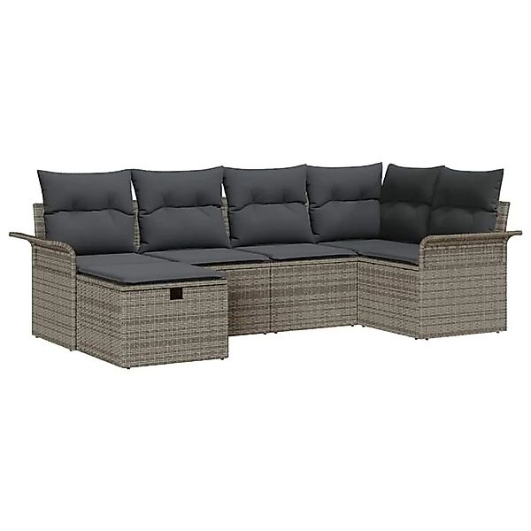 vidaXL Gartensofa-Set mit Kissen mit Speicher 6 Stk Grau Poly-Rattan 335887 günstig online kaufen