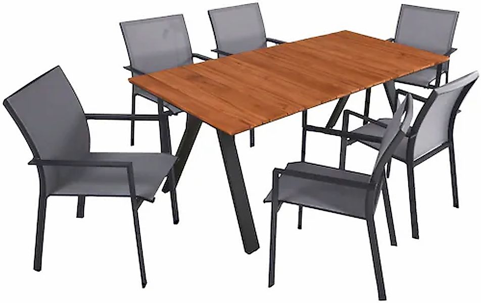 Garden Pleasure Garten-Essgruppe »DAVINA« 7 Stk. tlg. mit platzsparenden St günstig online kaufen