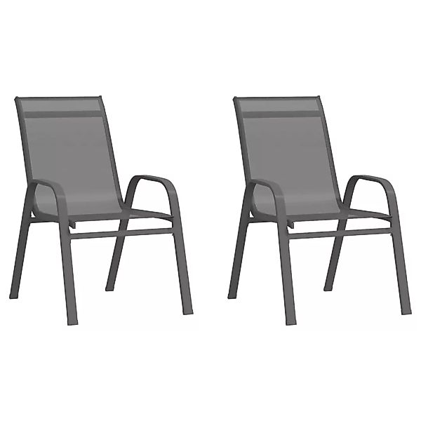 Vidaxl Stapelbare Gartenstühle 2 Stk. Grau Textilene günstig online kaufen