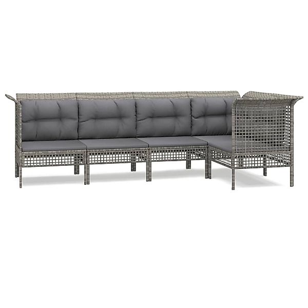 vidaXL 5-tlg Garten-Lounge-Set mit Kissen Grau Poly Rattan Modell 51 günstig online kaufen