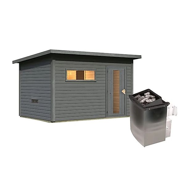 Chillroi 38mm Saunahaus Melo 6 Terragrau mit Ofen 9kW Integrierte Steuerung günstig online kaufen