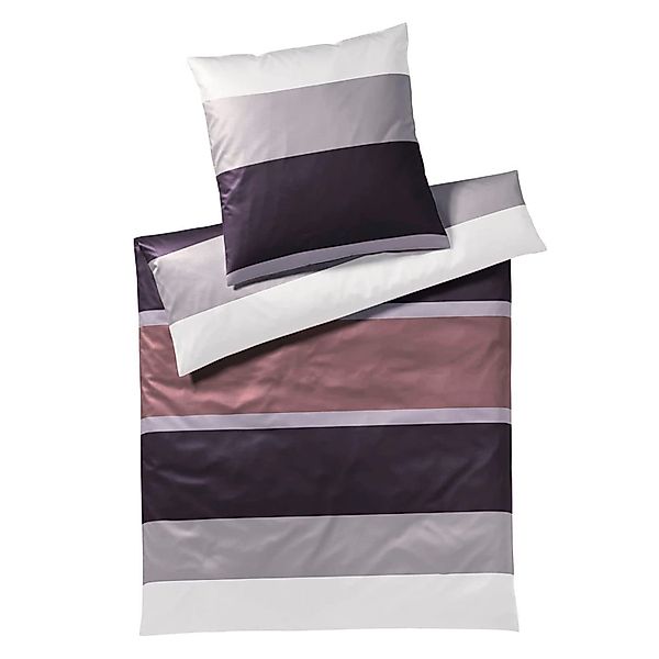 JOOP! Mako Satin Bettwäsche Mood 4095-1 Streifen Beere Flieder 155x220 günstig online kaufen