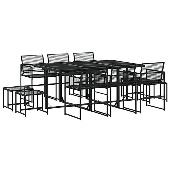 vidaXL 11-tlg Garten-Essgruppe Schwarz Poly Rattan Modell 2 günstig online kaufen