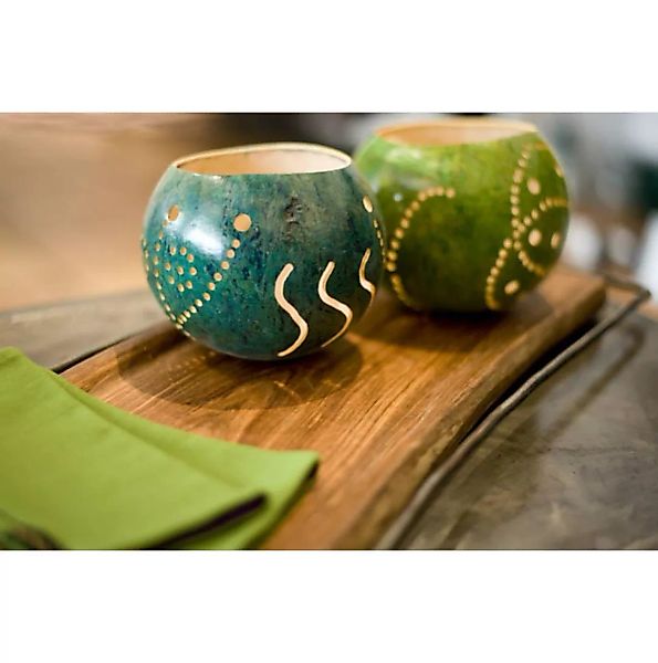 Kalebasse Teelicht Aus Einem Flaschenkürbis -Grün- günstig online kaufen