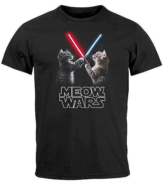 MoonWorks Print-Shirt Herren T-Shirt Katzen Meme Meow Wars Laserschwert Kin günstig online kaufen
