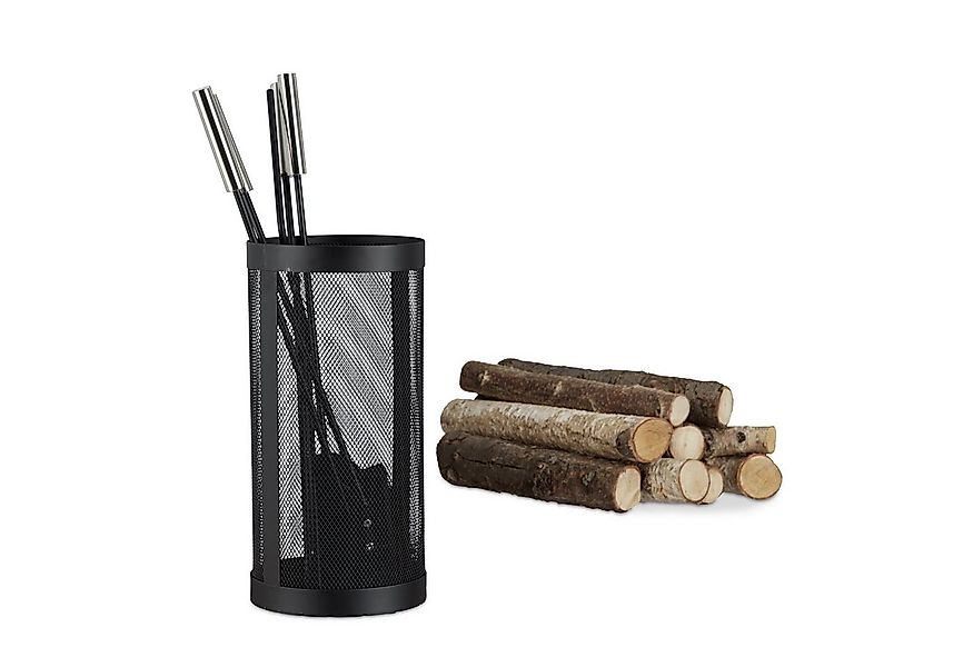 relaxdays Kamingarnitur Kaminbesteck 5-teilig im Eimer günstig online kaufen