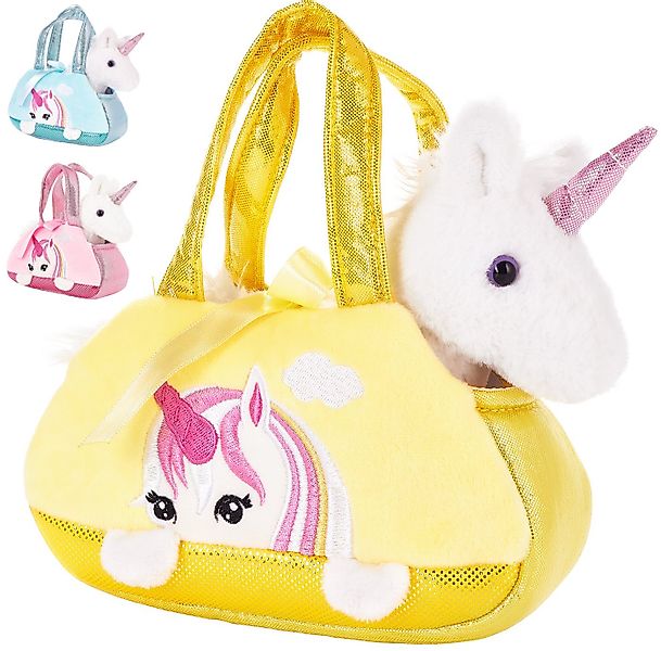 BRUBAKER Kuscheltier Einhorn Tasche Weiß 20 cm (1-St., Plüschtier in Handta günstig online kaufen