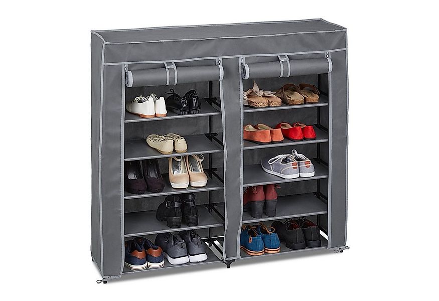 relaxdays Schuhschrank Stoff 12 Fäch Anthrazit günstig online kaufen