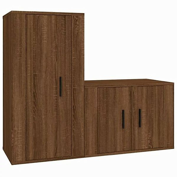 furnicato TV-Schrank 2-tlg. TV-Schrank-Set Braun Eichen-Optik Holzwerkstoff günstig online kaufen