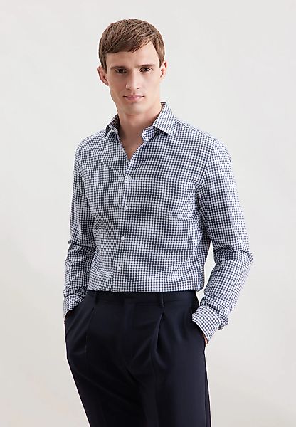 seidensticker Flanellhemd "Schwarze Rose" Slim 1/1 Kentkragen Karo günstig online kaufen