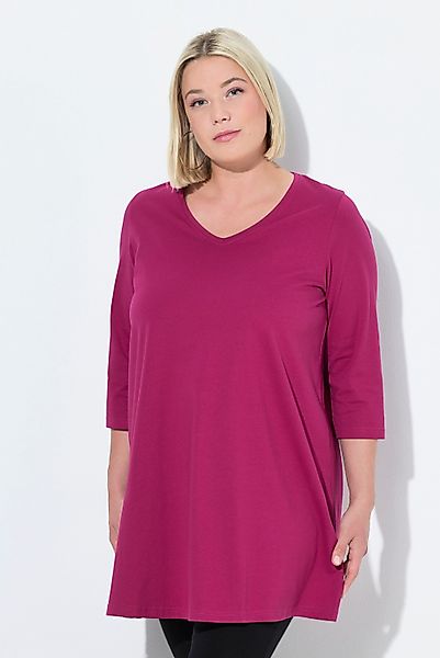 Ulla Popken Longshirt Longshirt A-Linie V-Ausschnitt günstig online kaufen