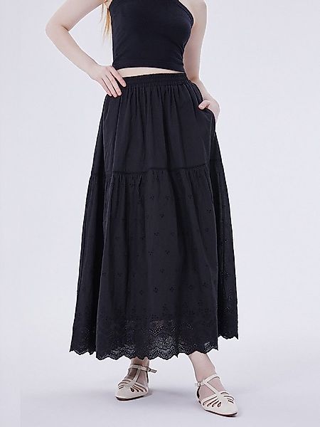 LAPA PLUS Maxirock Damen Spitze A-Linien-Rock, Maxi-Stufenrock mit elastisc günstig online kaufen