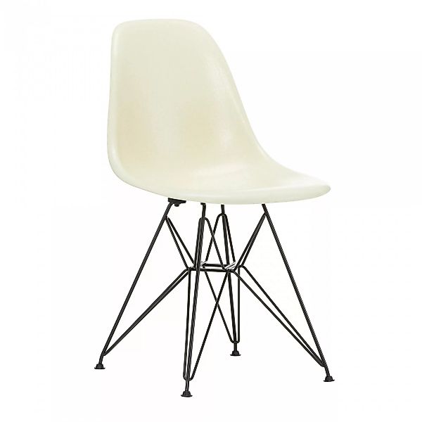 Vitra - Eames Fiberglass Side Chair DSR Gestell schwarz - Pergament/Sitzsch günstig online kaufen