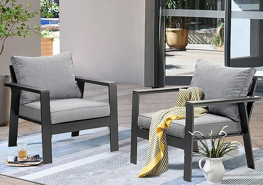 MeXo Gartensessel Gartenstühle 2er Set Aluminium günstig online kaufen