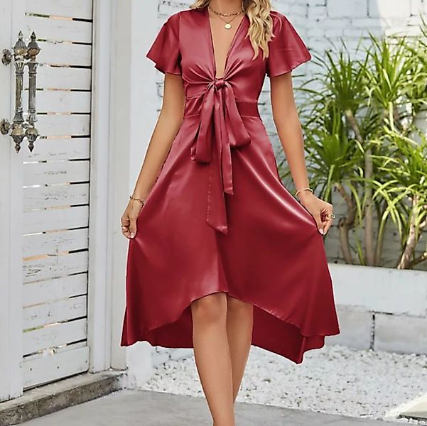 AFAZ New Trading UG Sommerrock Damen Sommerkleid mit V-Ausschnitt, plissier günstig online kaufen