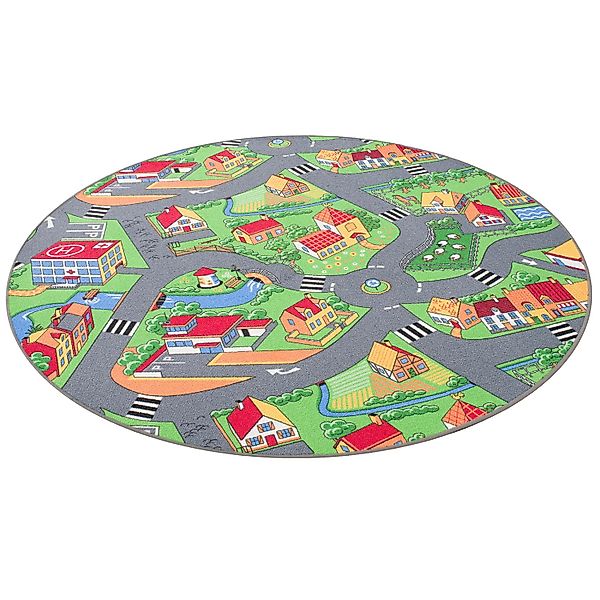 Snapstyle Kinder Spiel Teppich Little Village Bunt 100cm Rund günstig online kaufen