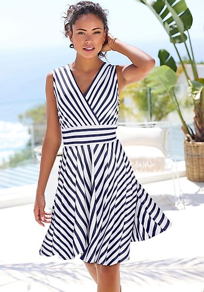 LASCANA Sommerkleid mit Streifenprint, Wickelkleid, tailliertes günstig online kaufen