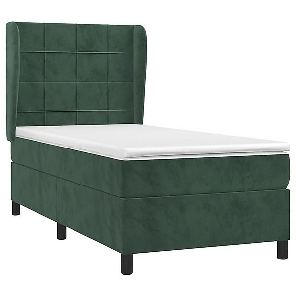 vidaXL Boxspringbett Boxspringbett mit Matratze Dunkelgrün 80x200 cm Samt B günstig online kaufen