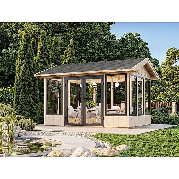 Palmako Pavillon Isabella 401 x 303 cm Tauchgrundiert Hellbraun FSC® günstig online kaufen