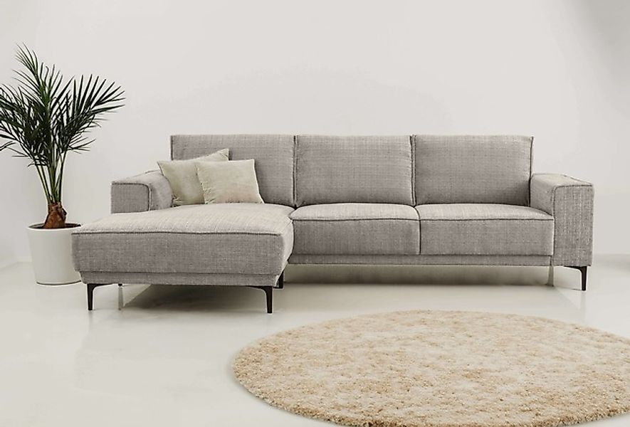 Places of Style Ecksofa »Polsterecke Oland, Struktur, Flachgewebe, Luxus-Mi günstig online kaufen