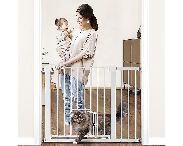 Comomy Treppenschutzgitter, Babygitter 75–103 cm mit Katzenklappe, Kindersc günstig online kaufen