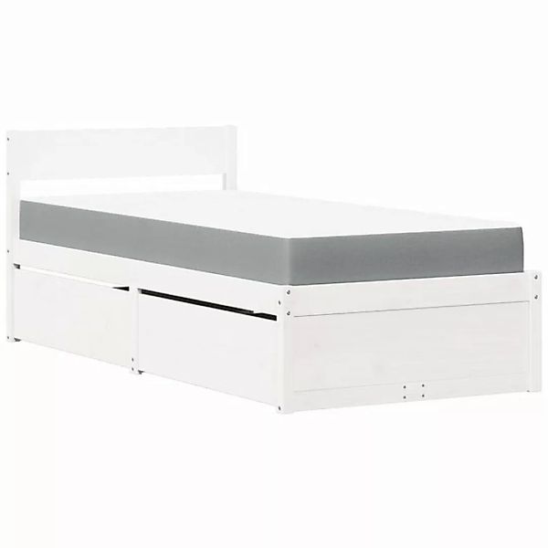 vidaXL Bett Bett mit Schubladen und Matratze Weiß 90x190 cm Massivholz günstig online kaufen