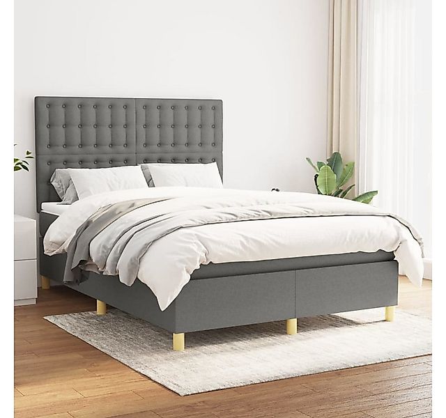 vidaXL Boxspringbett Boxspringbett mit Matratze Schwarz 140x200 cm Stoff Be günstig online kaufen