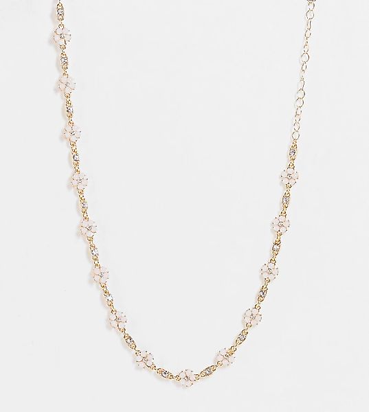 Reclaimed Vintage Inspired – Kurze, goldfarbene Halskette mit Opal-Kunstper günstig online kaufen