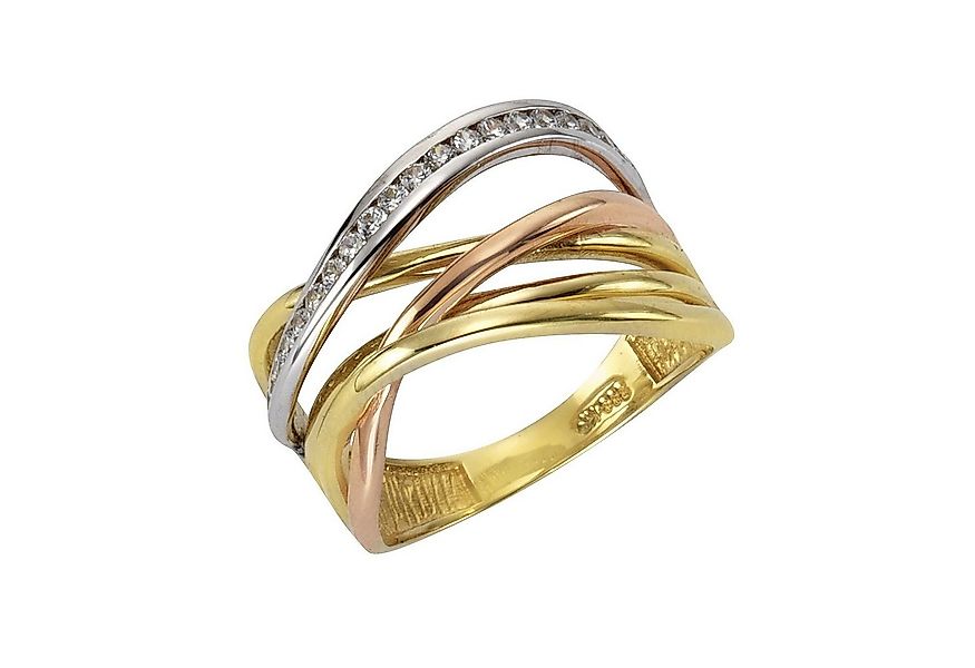 Fascination by Ellen K. Fingerring 333 Gold 3-farbig Zirkonia weiß günstig online kaufen