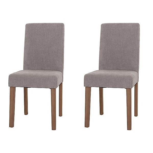 MCW Esszimmerstuhl Littau Chenille 2er-Set Hellgrau Naturfarbene Beine günstig online kaufen