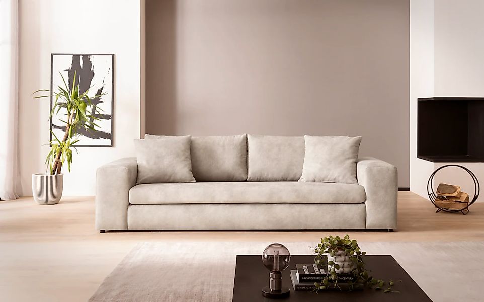 Home affaire 3-Sitzer "SLEETLAND XXL in Samtvelours oder Vintage-Leder-Opti günstig online kaufen