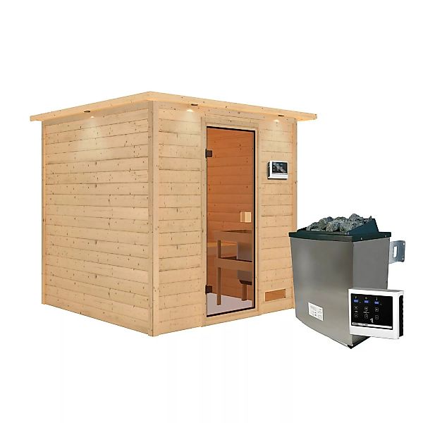 Karibu Sauna Jara Set Naturbelassen mit Ofen 9 kW ext. Steuerung günstig online kaufen