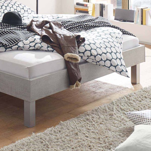 Jugendbett in Beton Grau mit Klemmkissen günstig online kaufen