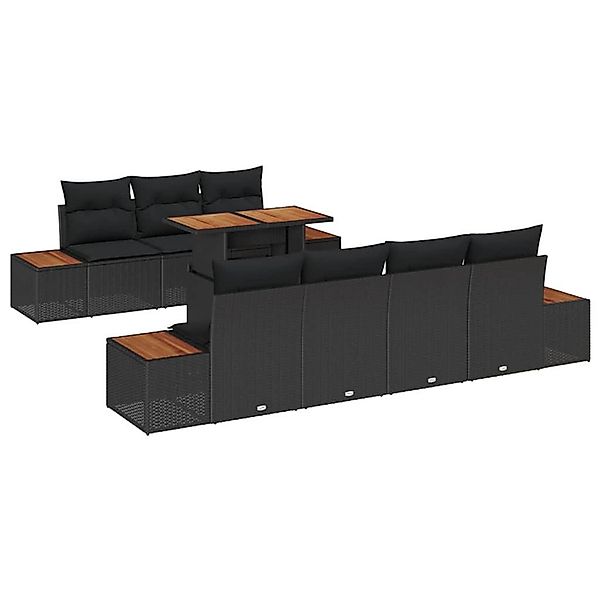 vidaXL Garten-Sofa-Set mit Speicher 8-Tlg Schwarz Poly Rattan 3358777 günstig online kaufen