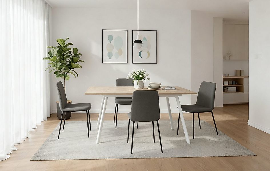 B&D home Esstisch MARA, Metall oder Holzgestell, ausziehbar 120-160cm, 4-6 günstig online kaufen