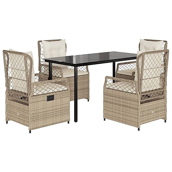 vidaXL 5-Tlg Garten-Essgruppe mit Kissen Beige Poly Rattan 3263022 günstig online kaufen