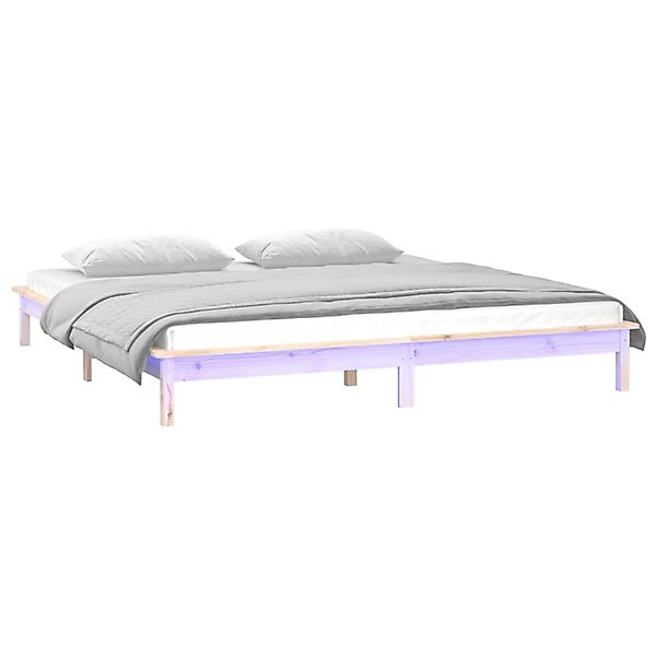 vidaXL Massivholzbett mit LEDs 140x190 cm 820651 günstig online kaufen