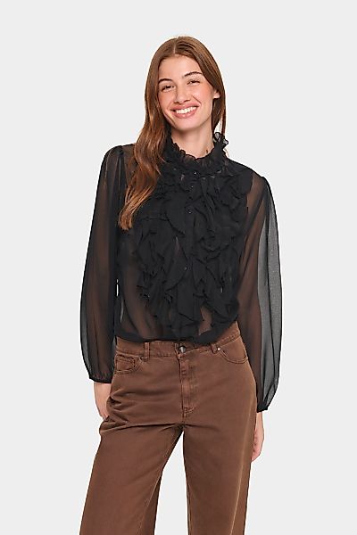 Saint Tropez Rüschenbluse "LiljaSZ Crinkle LS Shirt" Regular fit, Chiffon, günstig online kaufen